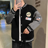 Yellow Varsity Jacket Color Matching Badge Sports Baseball Uniform Breasted Coat Sweatshirt Men's Spring and Autumn