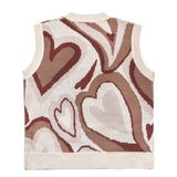 Men Sweater Vest Love Jacquard Sweater Vest Men's BF Idle Style Loose V-neck Sleeveless Sweater Vest
