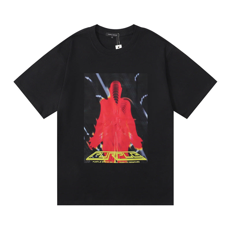 Purple Brand T Shirts Spring Character Thermal Imaging Printing Hip Hop Men's and Women's Casual Short-Sleeved T-shirt