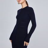 Women Spring Dress Knitted Dress Long Sleeve Zipper Tight Woolen Skirt Women