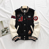 The Bears Varsity Jacket Autumn and Winter Women's Embroidered Color Matching Bear Stand Collar Baseball Uniform Coat Jacket