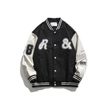 Black Varsity Jacket Autumn Towel Embroidered Jacket Jacket Casual Loose Baseball Uniform Top for Men