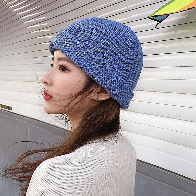 Toboggan Hat Women's Trendy Autumn and Winter Knitted Woolen Cap Winter