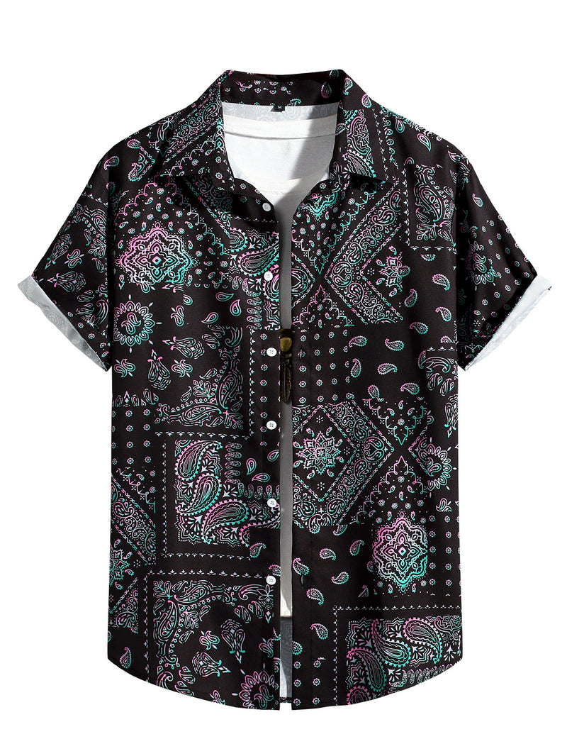 Men Hawaii Shirts Shirt Black, Short Sleeve Men's Casual Shirt