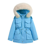 Women Winter Coats Puffer Jacket Down Coat Big Fur Collar Down Jacket Female Loose White Duck Down