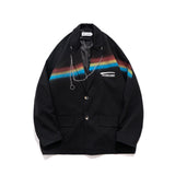 Men's Casual Suit Man Blzer Rainbow Printing Two Button Suit Men's Chain Decoration Blazer Street Jacket