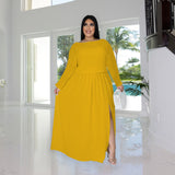Nina Parker plus Size Dresses Slit Loose Casual Dress Set