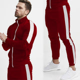Men Tracksuit Sports Casual Solid Color Suit Outdoor Workout Zipper