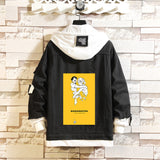 Comic Denim Jacket Men's and Women's Clothing Hooded Sweater Denim Jacket