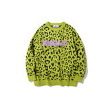 Mens Fall Outfits Vintage Leopard Print Sweater Men's and Women's Loose Couple Pullover Knitwear Coat