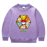 Children Pokemon Pikachu Hoodie round Neck Sweater Cotton Neutral