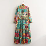 1920S Dress Spring/Summer Women's Clothing Retro Casual Polo Collar Long Sleeve Print