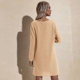 Women Fall Outfits Dress V-neck Sexy Hip Knitwear Dress