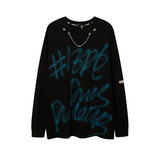 Mens Fall Outfits Autumn and Winter Letters Rhinestone High Street Bottoming Top Men's and Women's Loose Long-Sleeved T-shirt