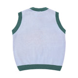 Men Sweater Vest Love Jacquard Color Matching Sweater Vest Loose V-neck Sleeveless Sweater Waistcoat