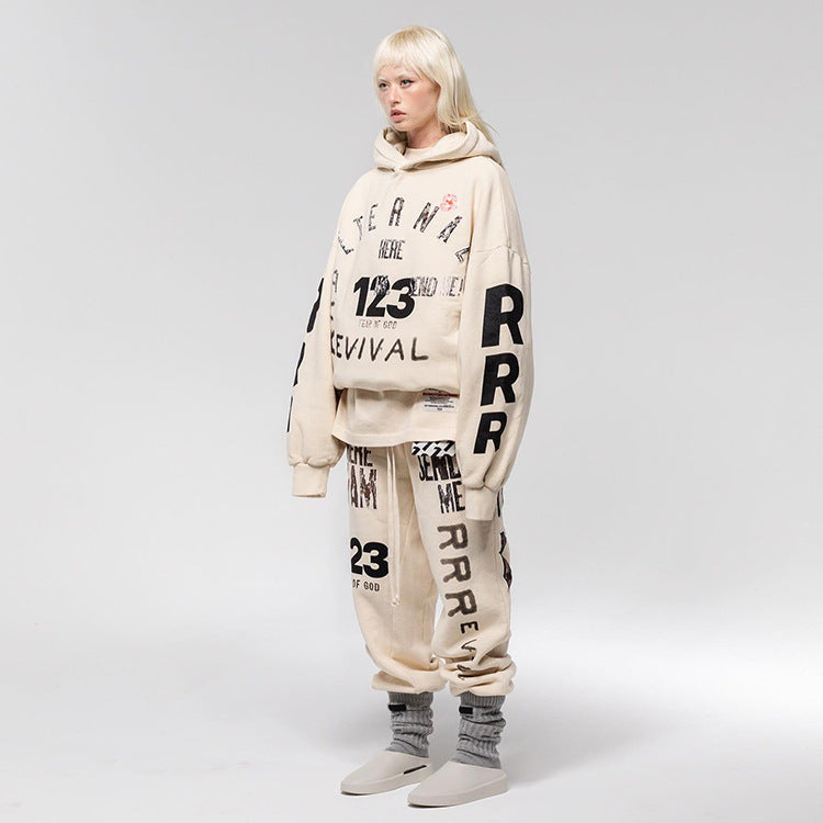 Rrr123 Hoodie Loose-Fitting Hoodie Sweater for Men