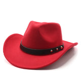 Cowboy Hats Punk Western Cowboy Hat Autumn and Winter Woolen Felt Hat Men and Women Fedora Hat