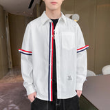 White Work Shirts Men's Autumn Japanese Casual Long Sleeve Shirt Spring and Autumn Top Coat