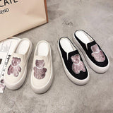 Women Open Toe Sandals Flats Bag Spring/Summer Fashion Casual Platform Lazy Cartoon Canvas Shoes