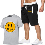 Smiley Face T Shirt Drew Biber Smiley Print Men's Short-Sleeved T-shirt Suit