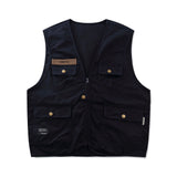 Men Sweater Vest Multi-Pocket Cardigan Frock Vest Men Amekaji Vintage Loose Sleeveless Jacket Vest