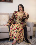 Muslim Women Stylish Kashibo Abaya Muslim Ladies Long Gown Islamic Clothing Jilbab Jalabiya Printed Stitching Robe