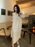 Aesthetic Dress Vintage Floral Dress Spring and Autumn Waist-Slimming Long Dress