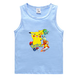 Children Pokemon Pikachu T Shirt Cotton Leisure Sports Sweat-Absorbent Vest