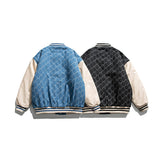Baby Blue Varsity Jacket Winter Men's Stitching Baseball Collar Cotton-Padded Jacket
