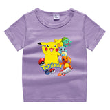 Children Pokemon Pikachu T Shirt Children's Summer Short Sleeve Casual Sports
