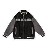Brown Varsity Jacket Fall Color-Blocking Jacket Men's Loose Fashion Hip Hop Letter Printed Baseball Uniform Coat