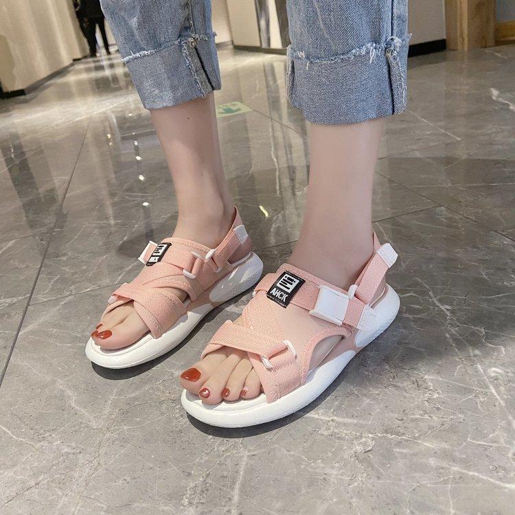 Women Open Toe Sandals Flats Sports Summer Platform Casual Velcro Beach Sandals