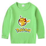 Children Pokemon Pikachu Hoodie Cotton T-shirt Crew Neck