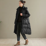 Women Winter Coats Puffer Jacket Down Coat Mid-Length Autumn and Winter Hooded Down Jacket Padded Jacket