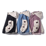 Baby Blue Varsity Jacket Hooded Jacket Men's Loose Top