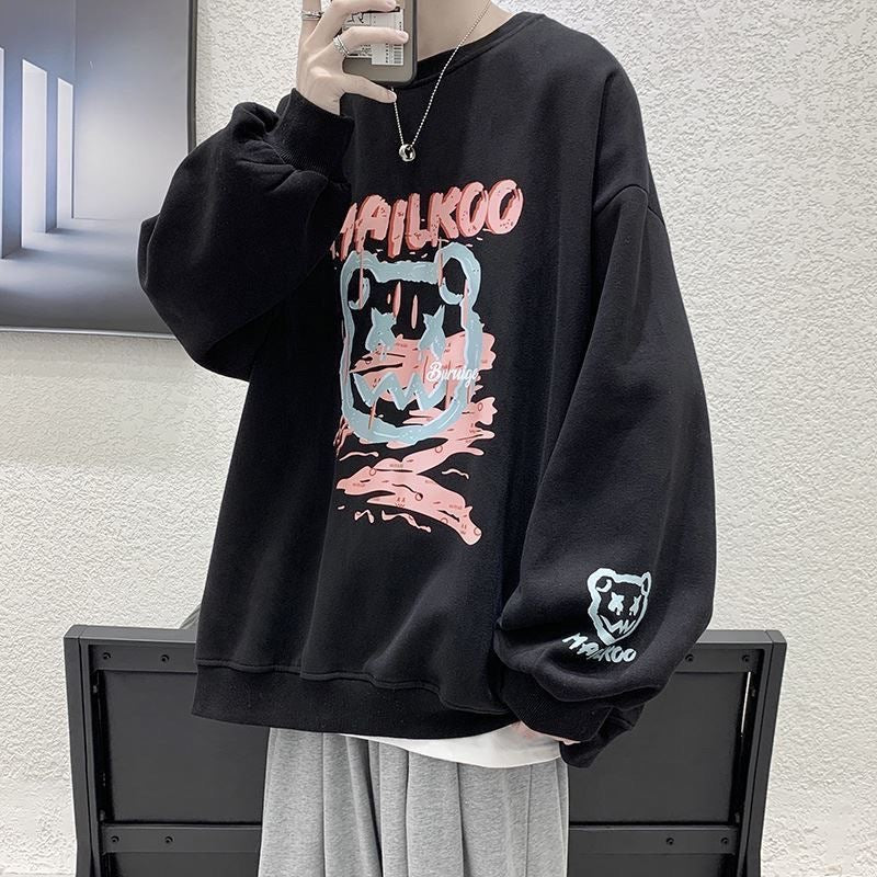 Men Sweatshirts Sweater Men's Loose Spring and Autumn round Neck Boys Autumn