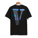 Vlone T Shirts V-Shaped Female Somke Printed Short Sleeve T-shirt Men and Women Hip Hop Couple Half Sleeve