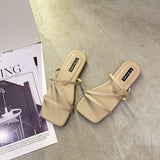 Women Open Toe Sandals Flats Summer Candy Color Fashion Flat Heel Slippers