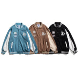 Brown Varsity Jacket Autumn Baseball Shirt Embroidered Jacket Men's Neutral Loose Baseball Uniform Student