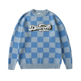 Mens Fall Outfits High Street Style Couple Wear Loose Contrast Color Love Striped Sweater