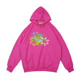 Mens Fall Outfits Letter Graffiti Couple Hooded Top Loose Street Hanging Shoulder Fleece Sweater