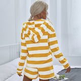 Women's Fall Outfits Fashionable Striped Casual Sports Shorts Suit for Women