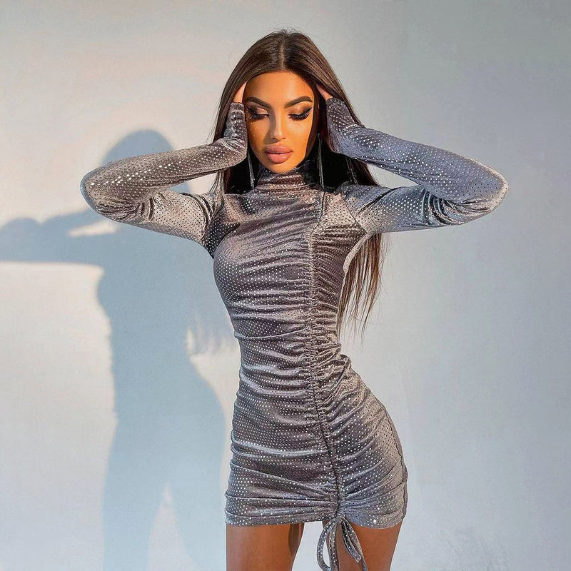Mini Club Dresses Autumn and Winter Women's Fashion Long Sleeve Dress