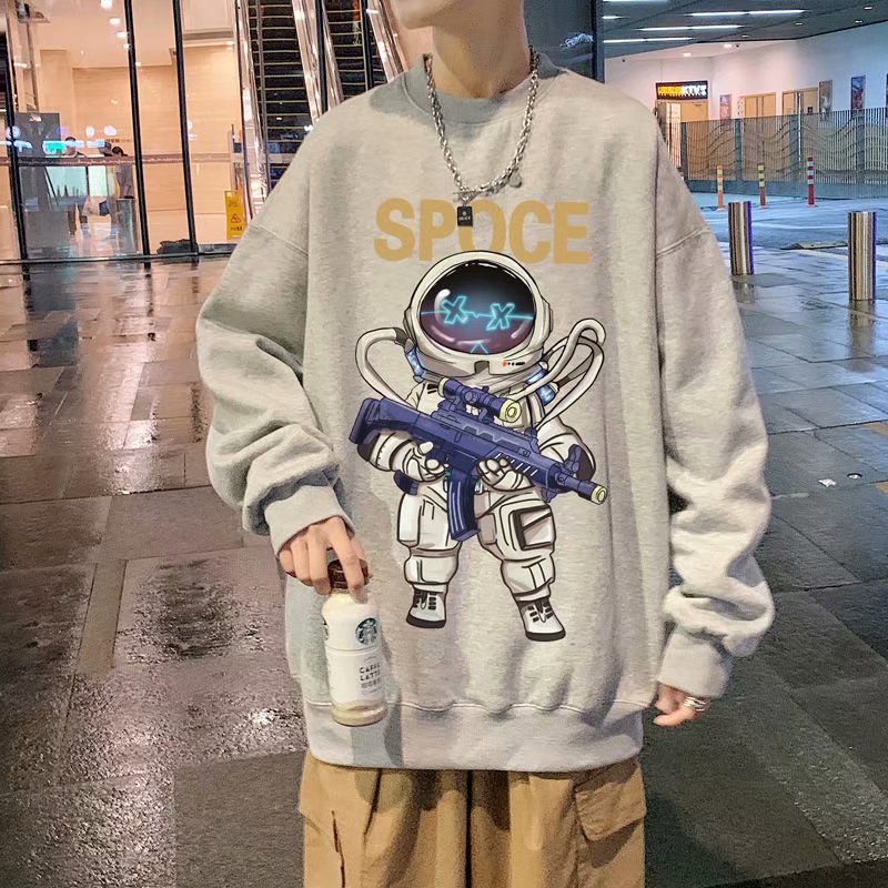 Men Sweatshirts Sweater Men's Spring and Autumn Loose Crew Neck Coat