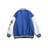 Orange Varsity Jacket Autumn Baseball Uniform Couple Cartoon Embroidered Stand Collar Long Sleeve Jacket Men