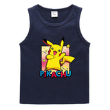 Children Pokemon Pikachu T Shirt Cotton Leisure Sports Sweat-Absorbent Vest