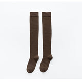 Winter Thick Knit Thigh High Socks Long Stockings Boot Solid Color Calf Socks Long Socks Female Stockings Black Autumn and Winter