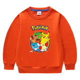 Children Pokemon Pikachu Hoodie Crew Neck Sweater Cotton