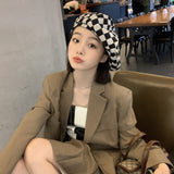 Check Beret Hat Summer Casual Fashionable Spring and Autumn