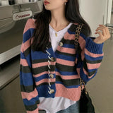 Preppy Aesthetic Sweater Spring and Autumn Vintage Stripe Loose Sweaters